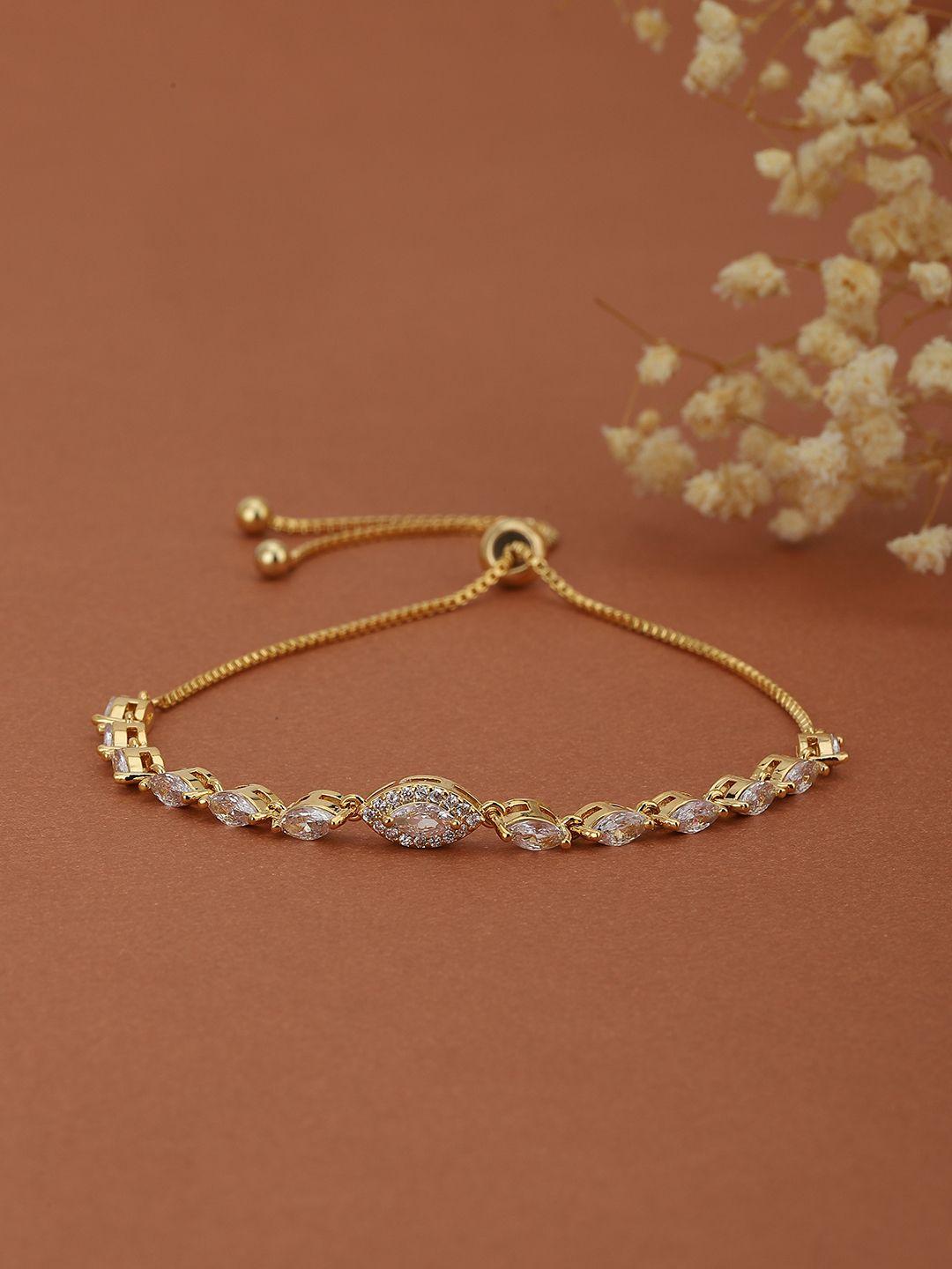 carlton london women gold-plated cubic zirconia handcrafted link bracelet
