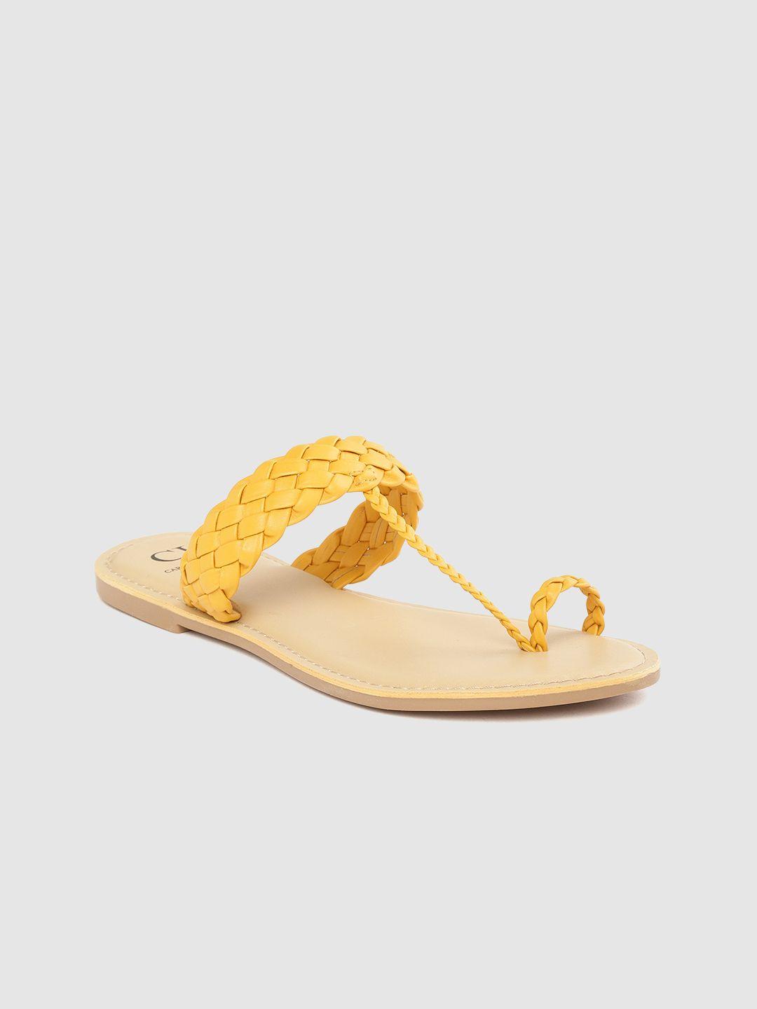 carlton london women mustard yellow braided one toe flats
