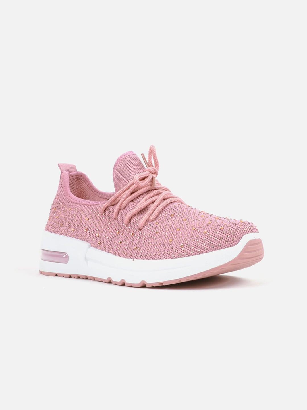 carlton london women pink embellished synthetic sneakers