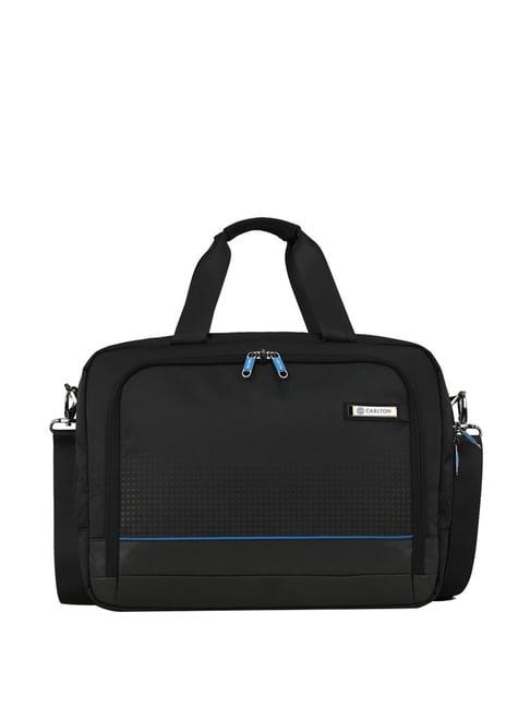 carlton black polyester medium laptop messenger bag