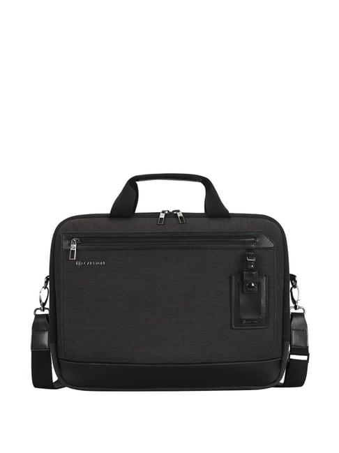 carlton black polyester small laptop messenger bag