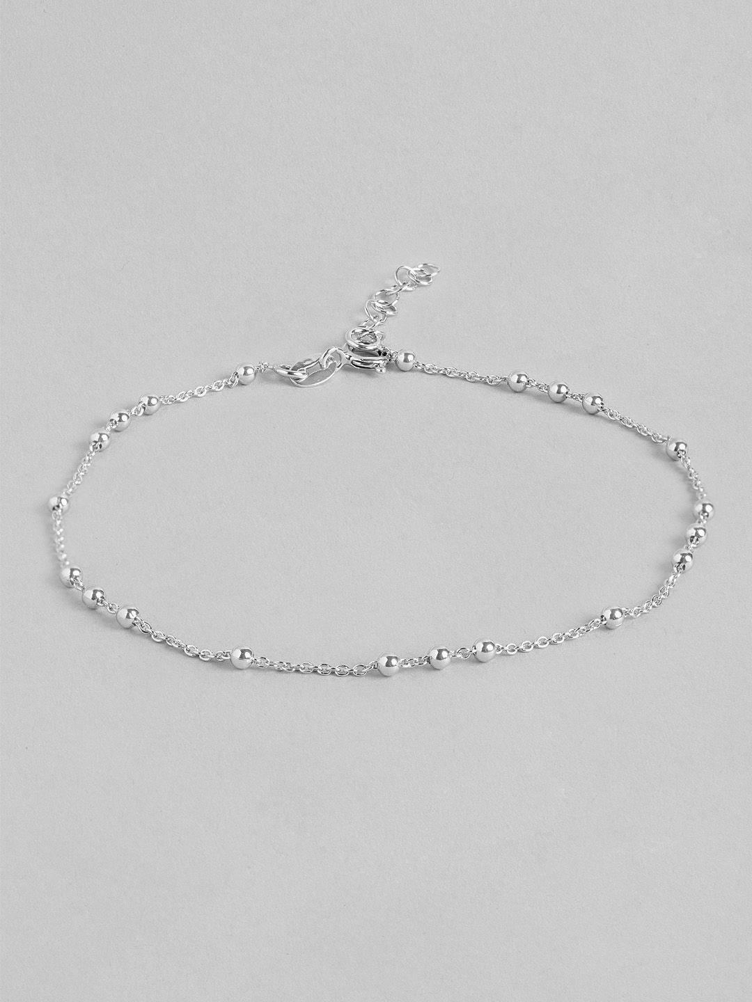 carlton london  women rhodium-plated 925 sterling silver adjustable anklet