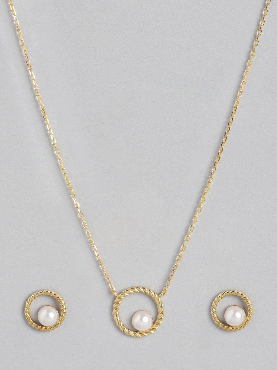 carlton london 18k gold-plated pearl jewellery set