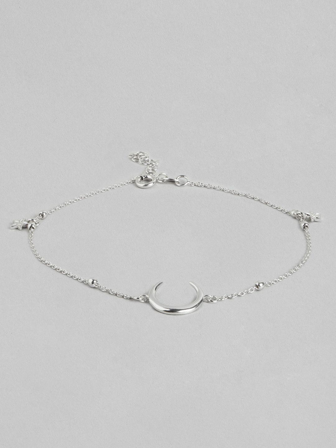 carlton london 925 sterling silver moon rhodium plated adjustable charm anklet