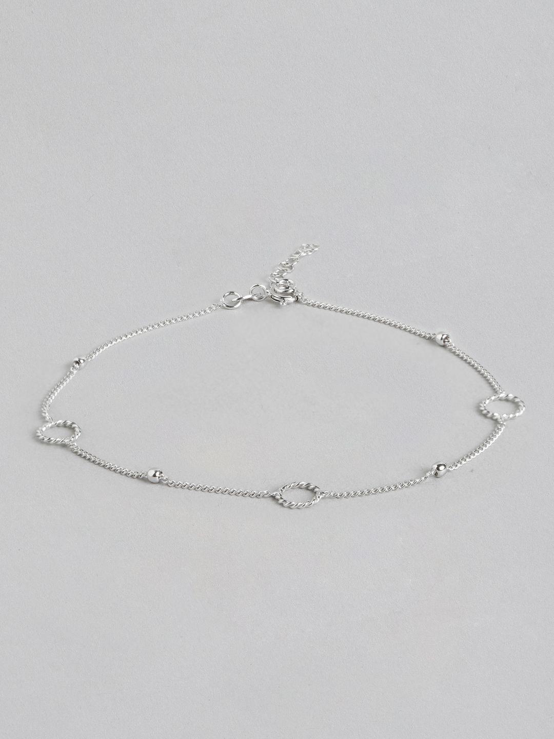 carlton london 925 sterling silver rhodium plated adjustable fancy anklet