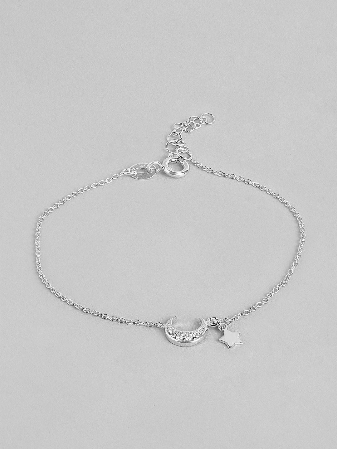 carlton london 925 sterling silver rhodium plated moon & stars charm bracelet adjustable