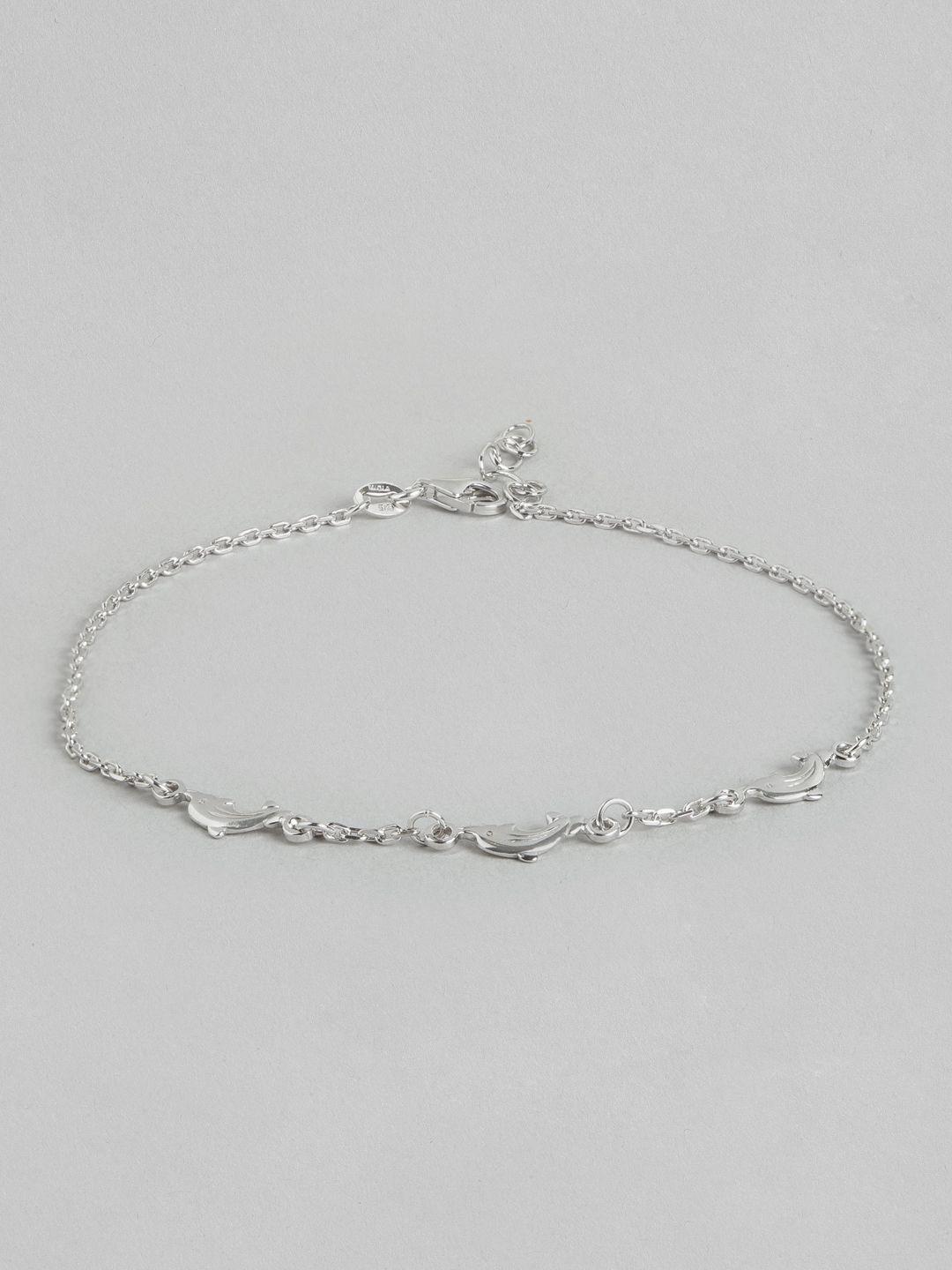 carlton london 925 sterling silver rhodium plated with inline dolphin adjustable anklet