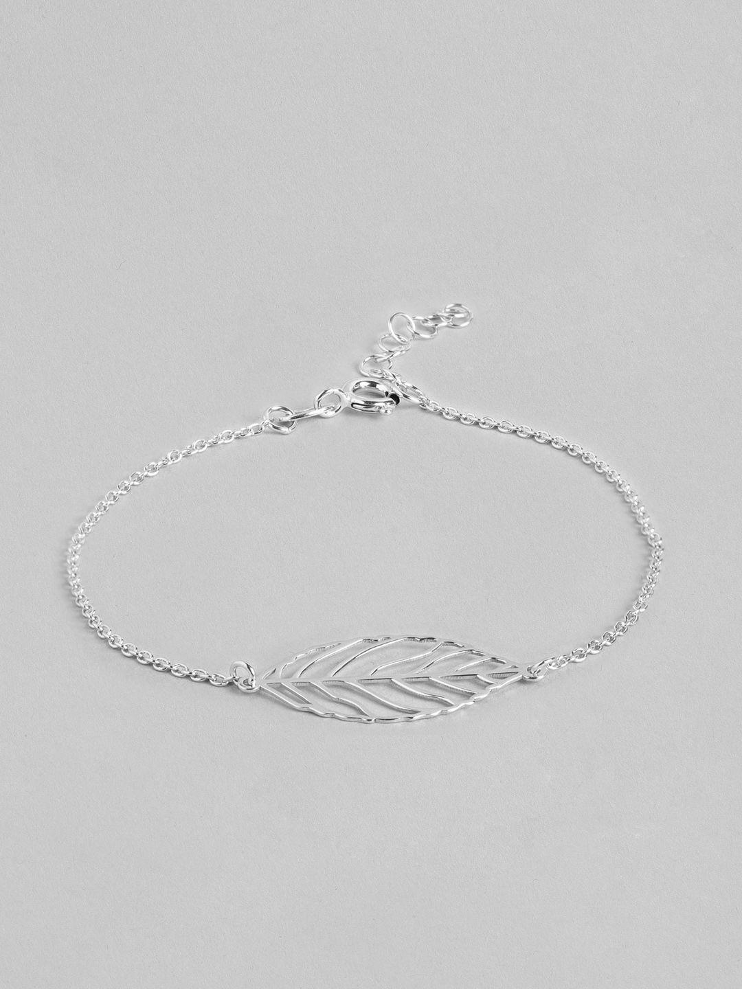 carlton london 925 sterling silver rhodium plated with leaf adjustable charm bracelet