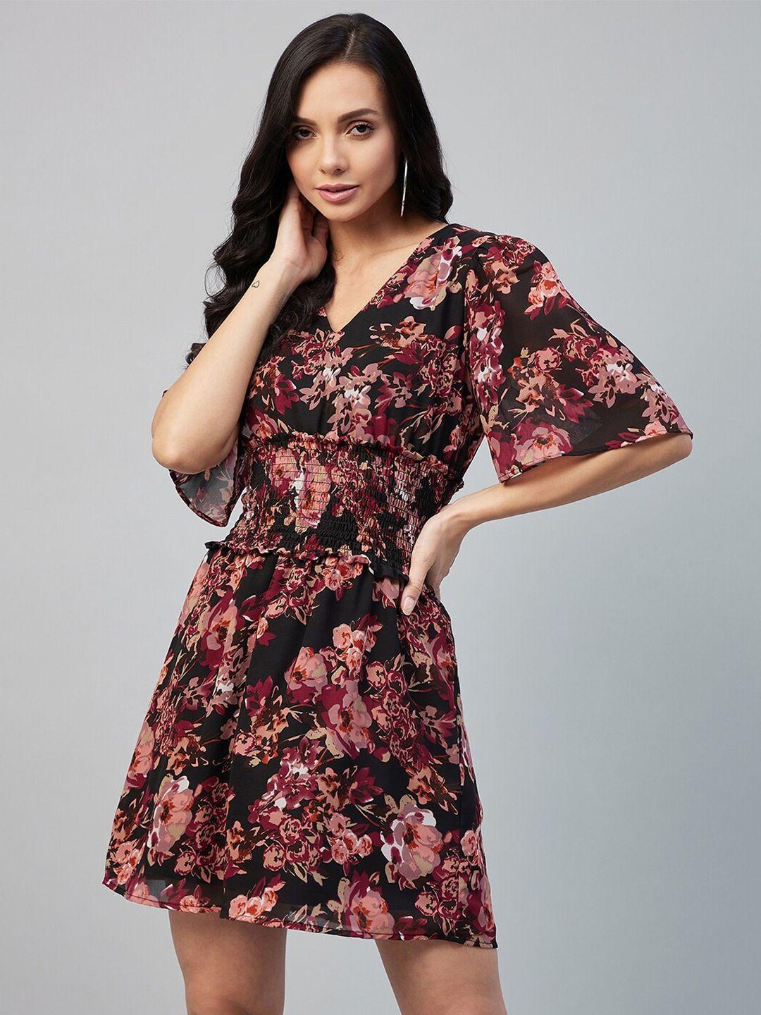 carlton london black floral georgette dress