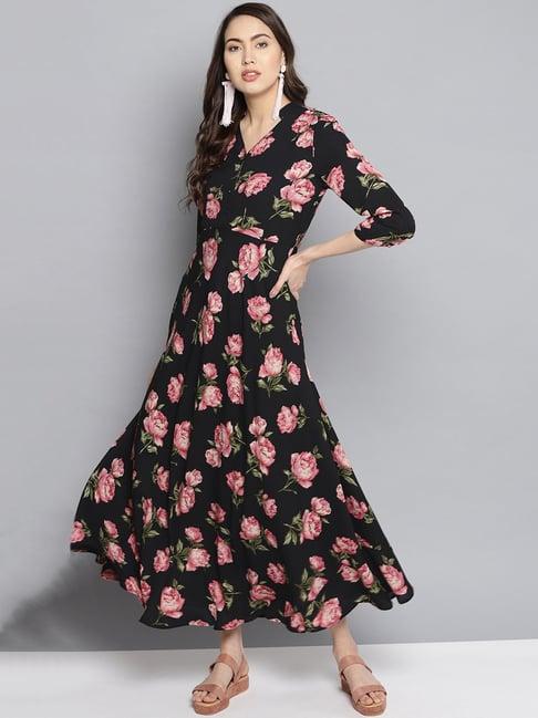 carlton london black floral print maxi dress