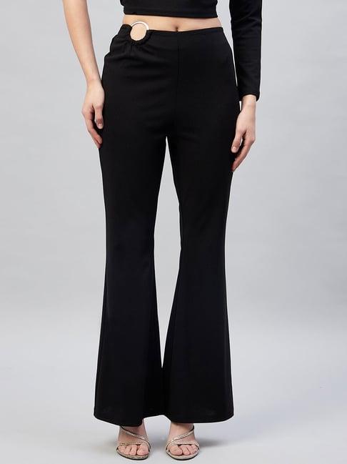 carlton london black relaxed fit mid rise trousers