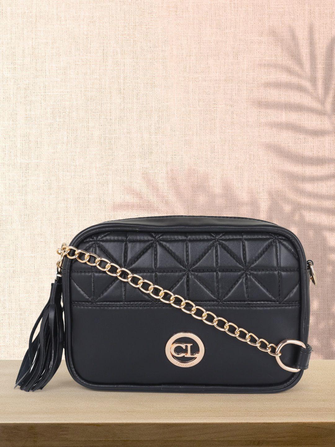 carlton london black sling bag with quilted