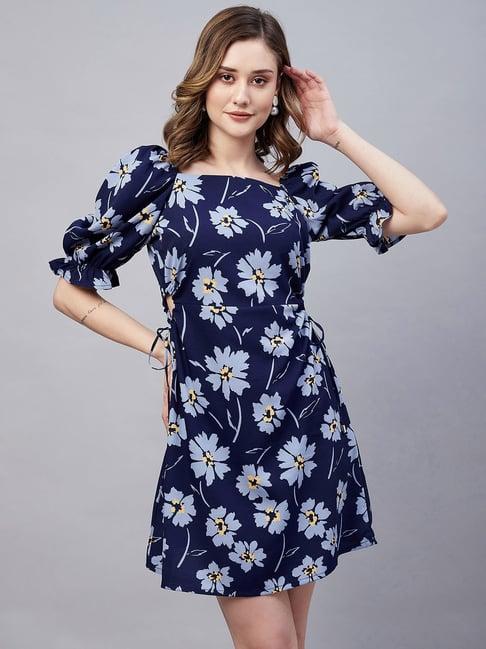 carlton london blue floral print shift dress