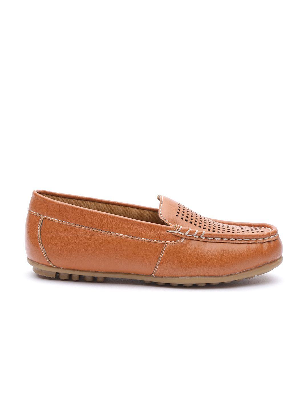 carlton london boys brown loafers with laser cuts