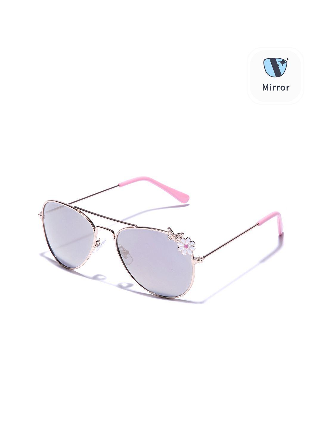 carlton london girls grey lens & gold-toned uv protected lens aviator sunglasses clsg238