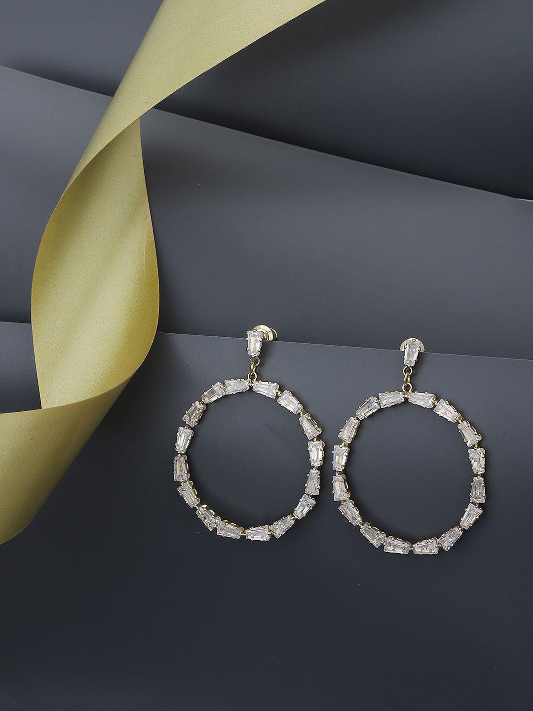 carlton london gold-plated circular drop earrings