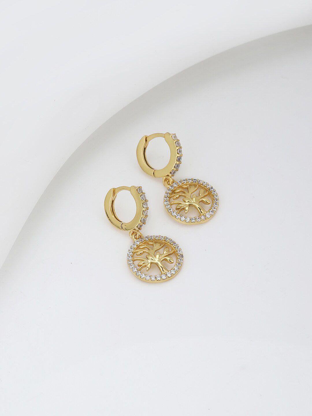 carlton london gold-plated circular drop earrings