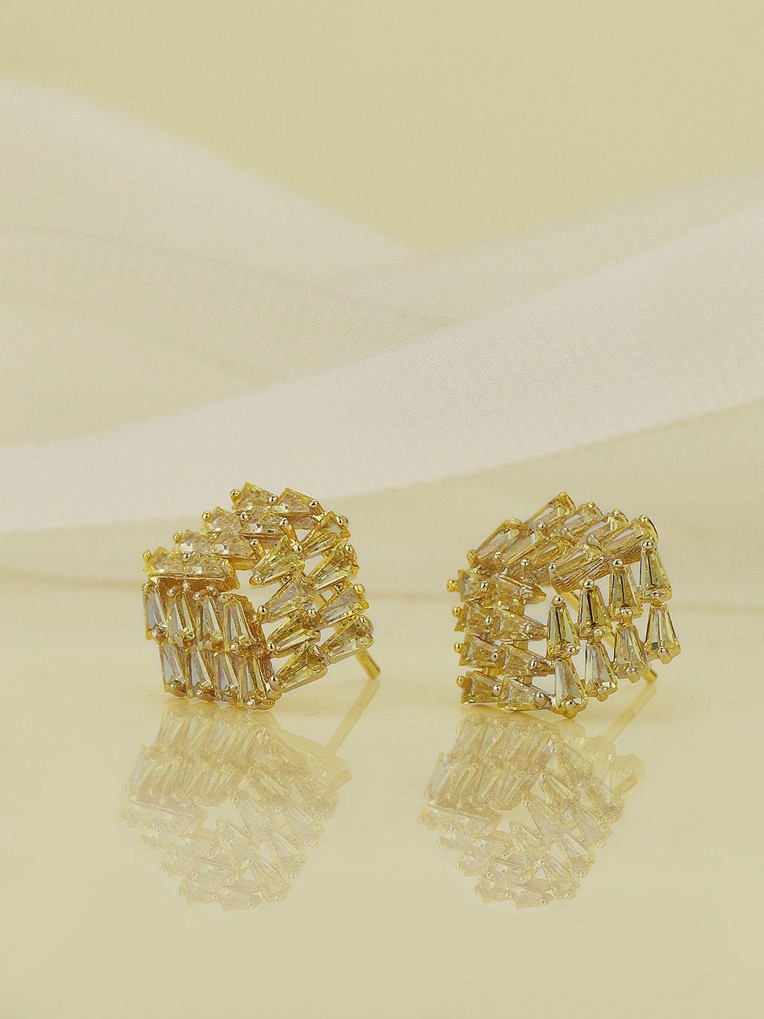 carlton london gold-plated contemporary studs earrings