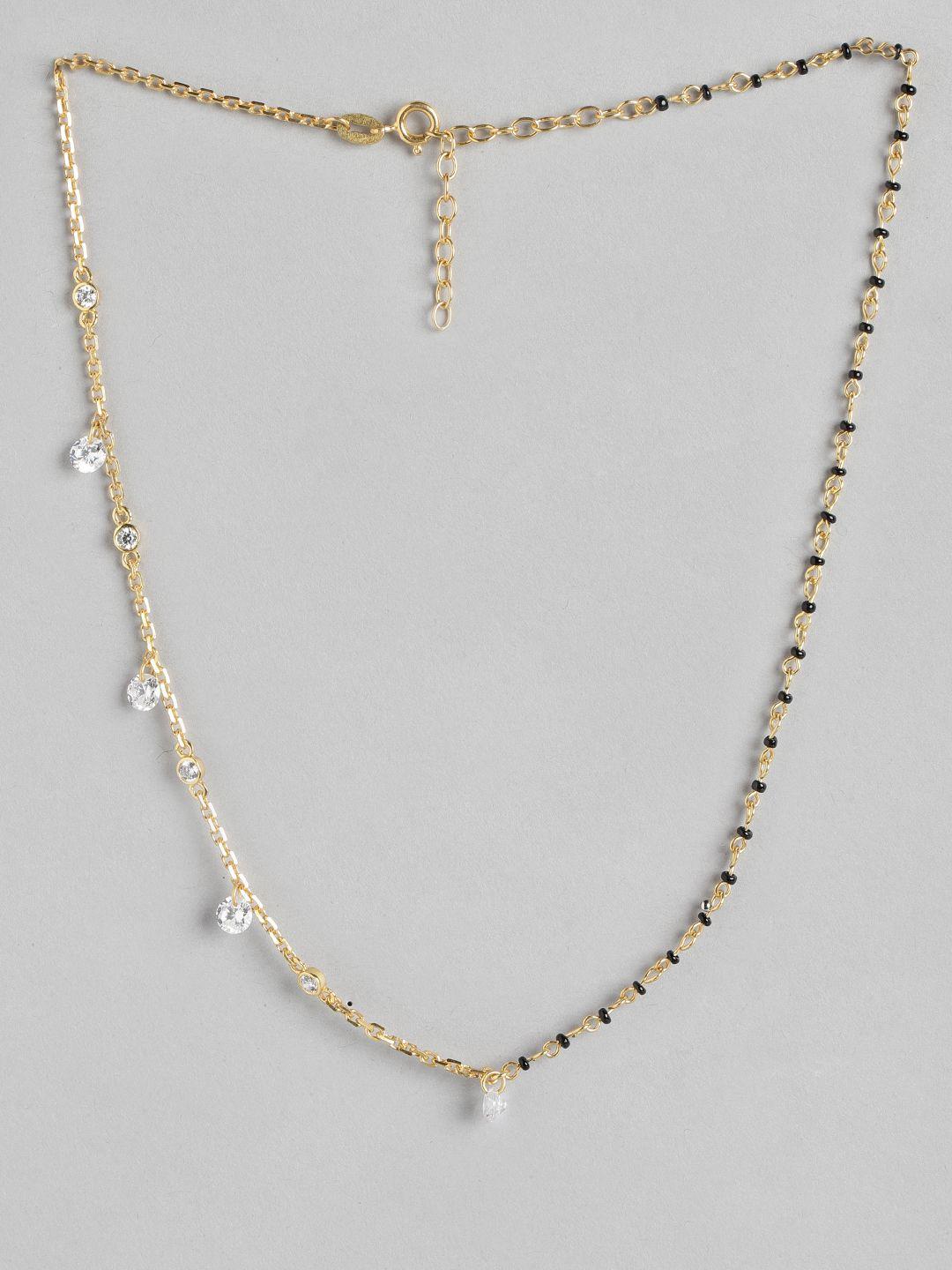 carlton london gold-plated crystals-studded mangalsutra