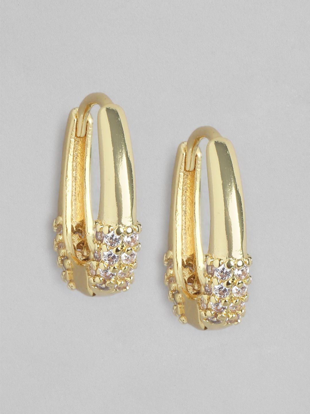 carlton london gold-plated cz oval hoop earrings