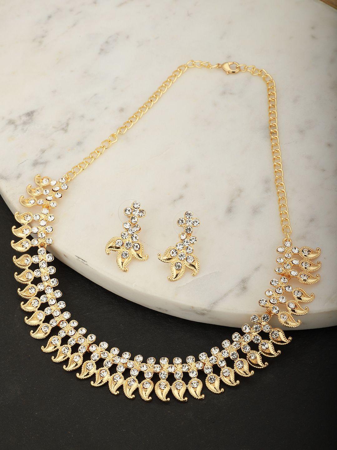 carlton london gold-plated cz-studded handcrafted jewellery set