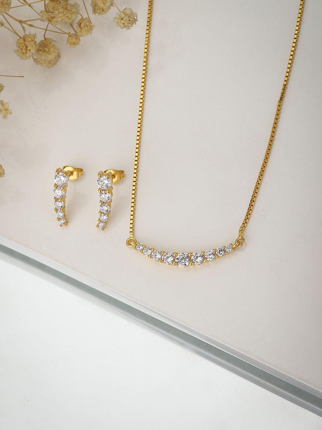 carlton london gold-plated cz-studded jewellery set
