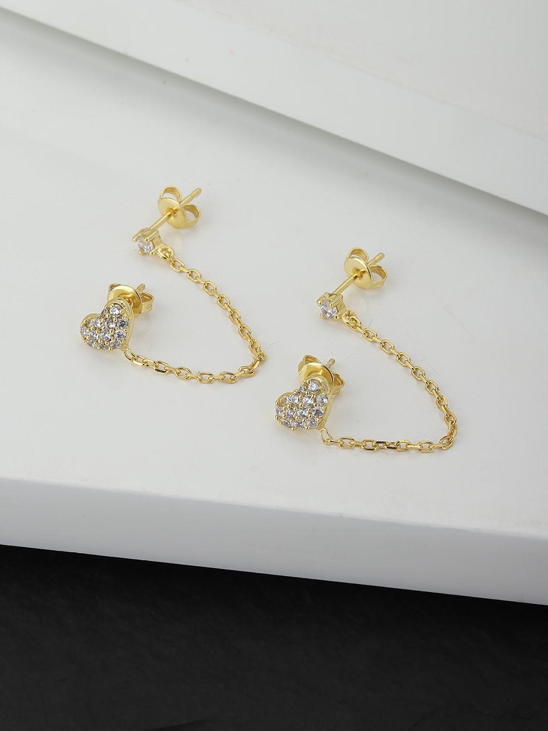carlton london gold-plated heart shaped studs earrings