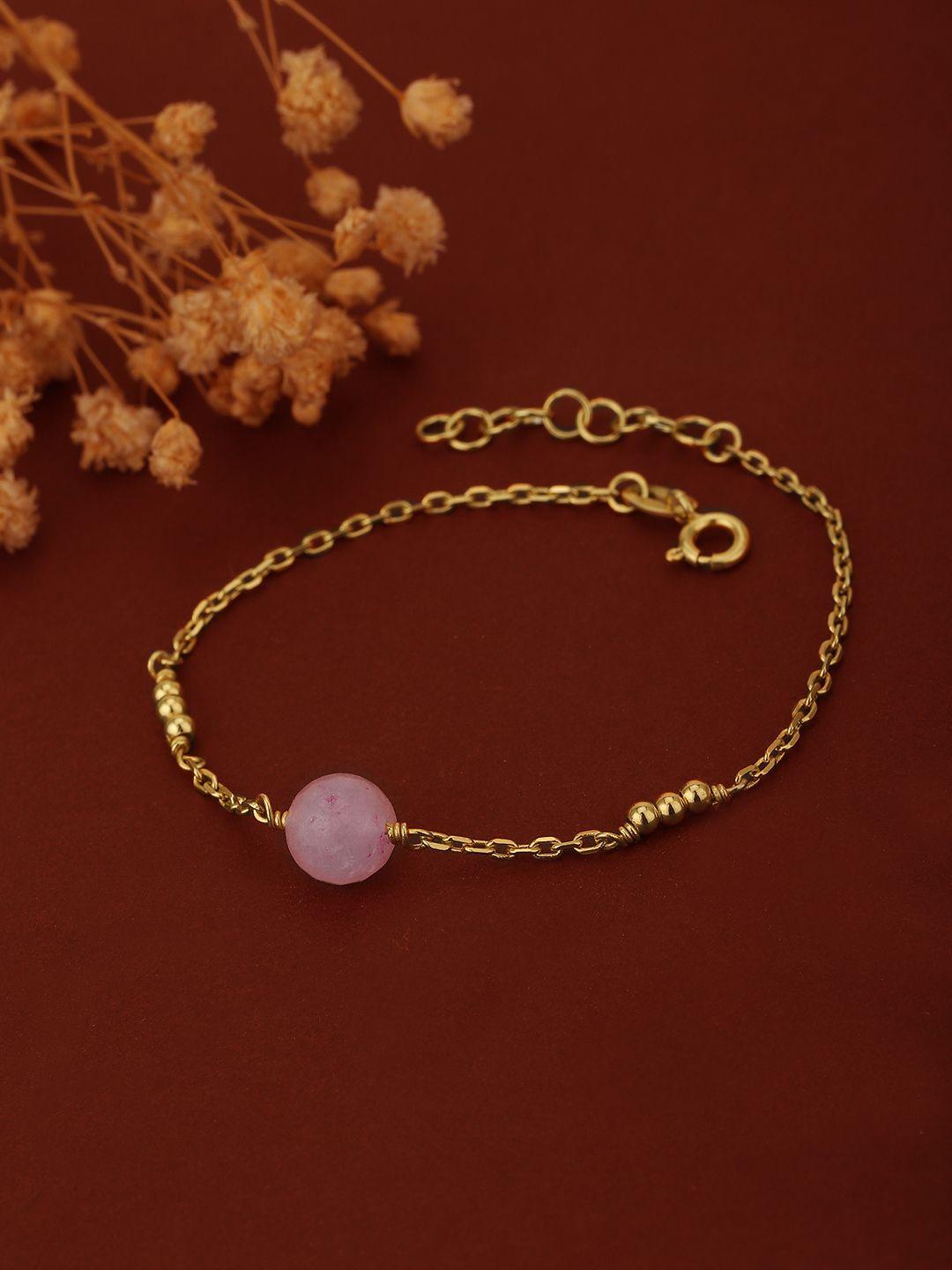 carlton london gold-plated pink opal studded handcrafted bracelet