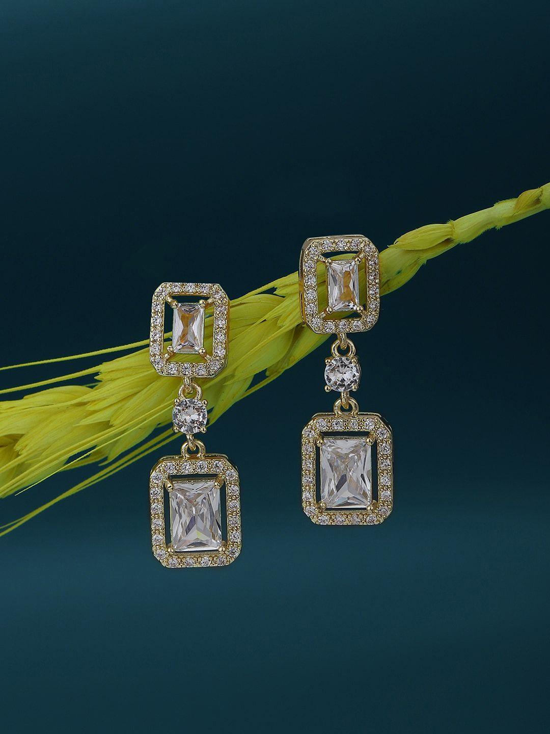 carlton london gold-plated square drop earrings