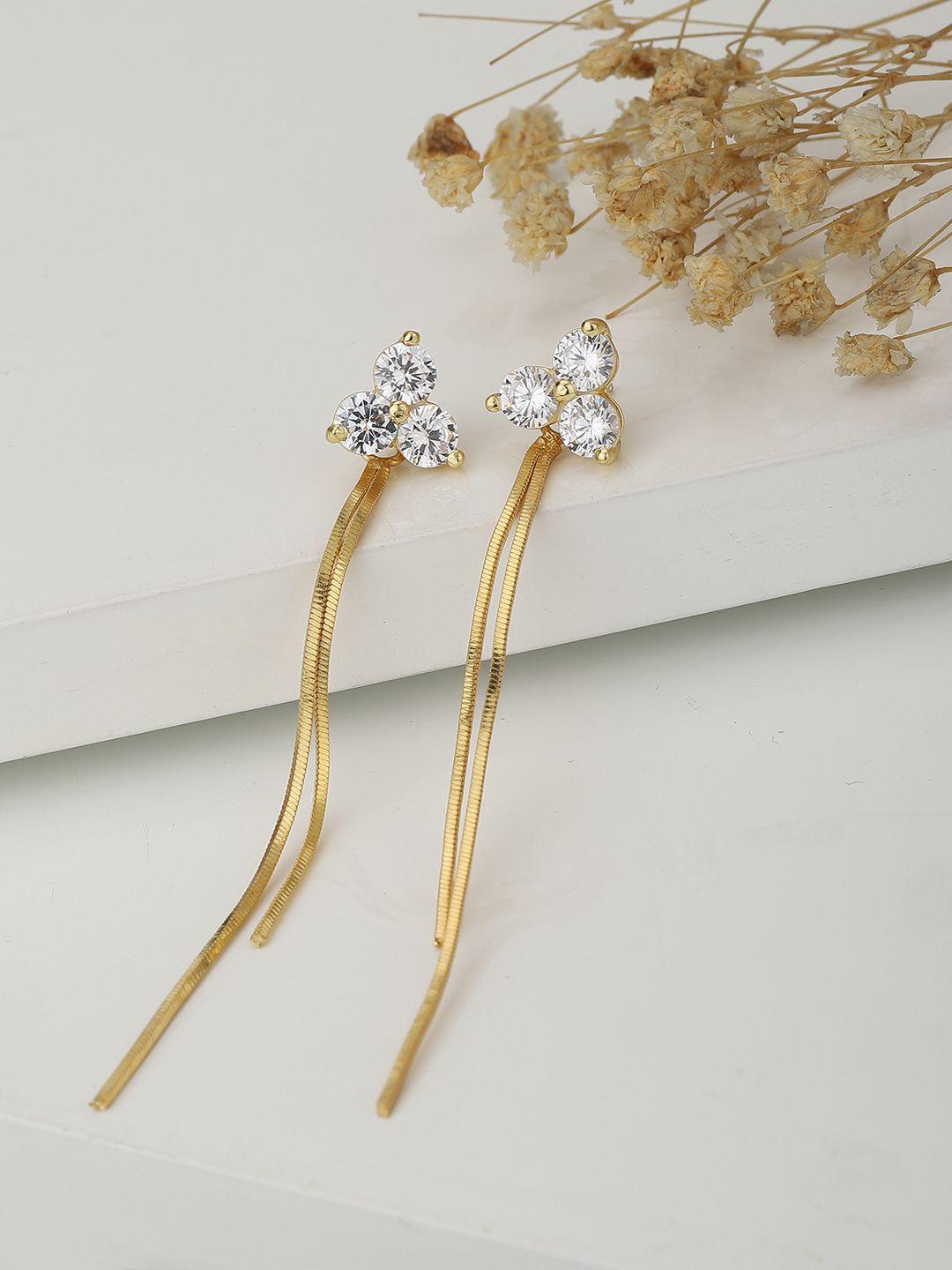 carlton london gold-toned floral drop earrings