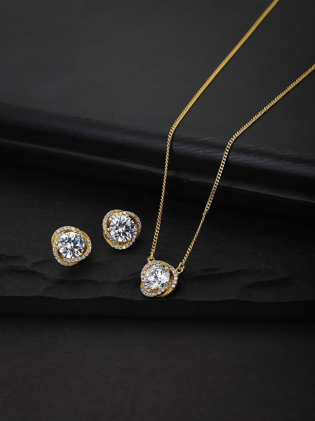 carlton london gold-toned stone-studded jewellery set