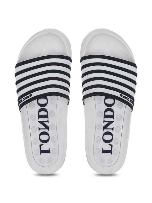 carlton london men's chalk white & navy slides