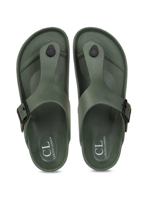 carlton london men's olive green flip flops