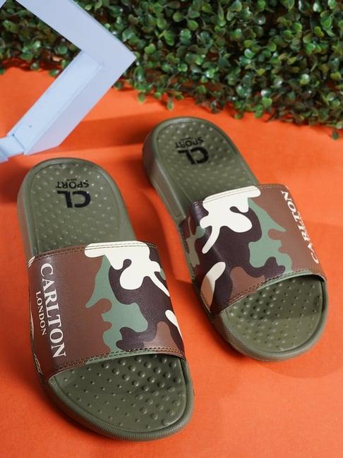 carlton london men's olive slides