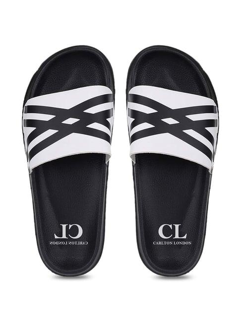 carlton london men's white & black slides