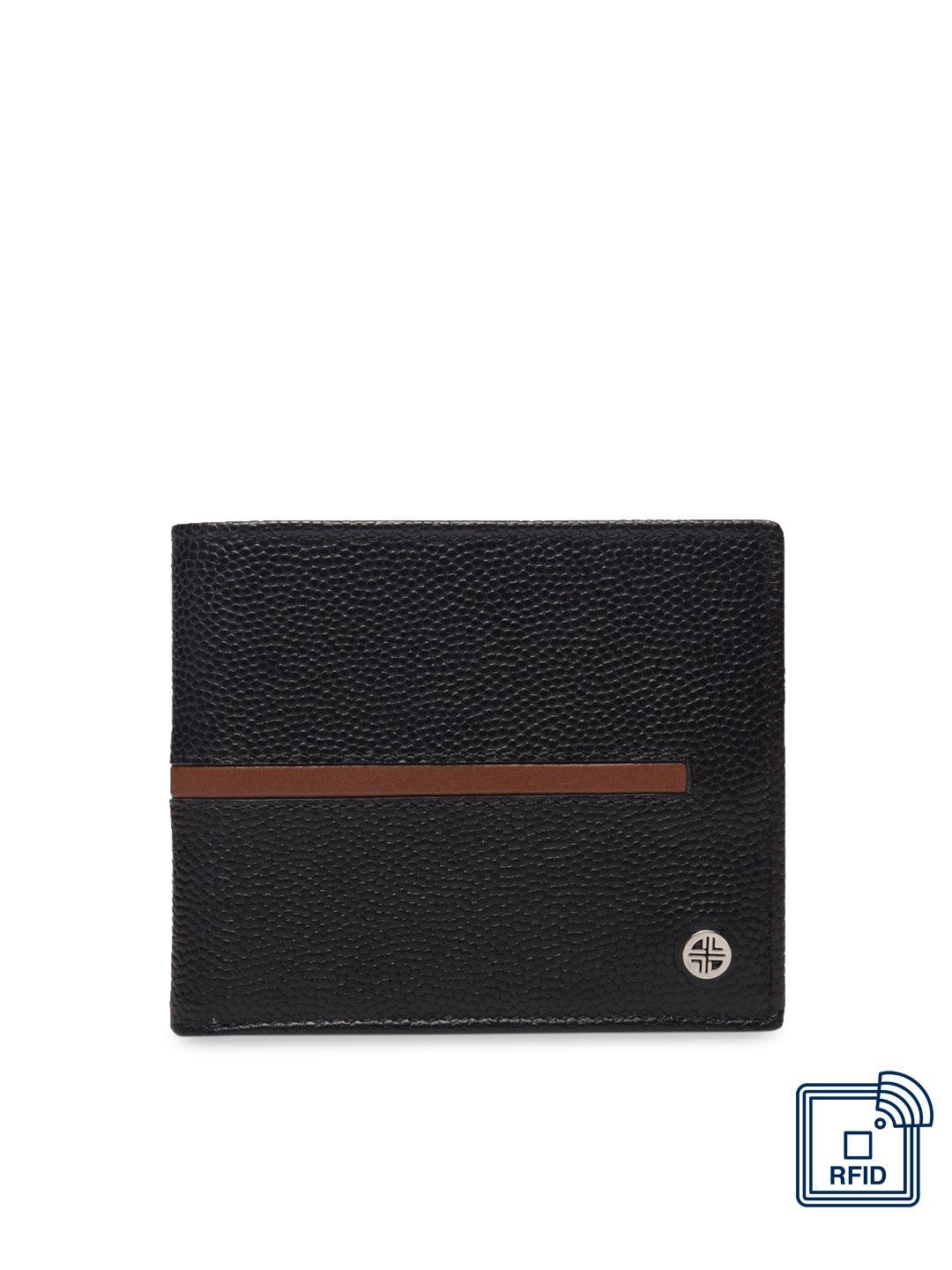 carlton london men black & maroon rfid leather two fold wallet