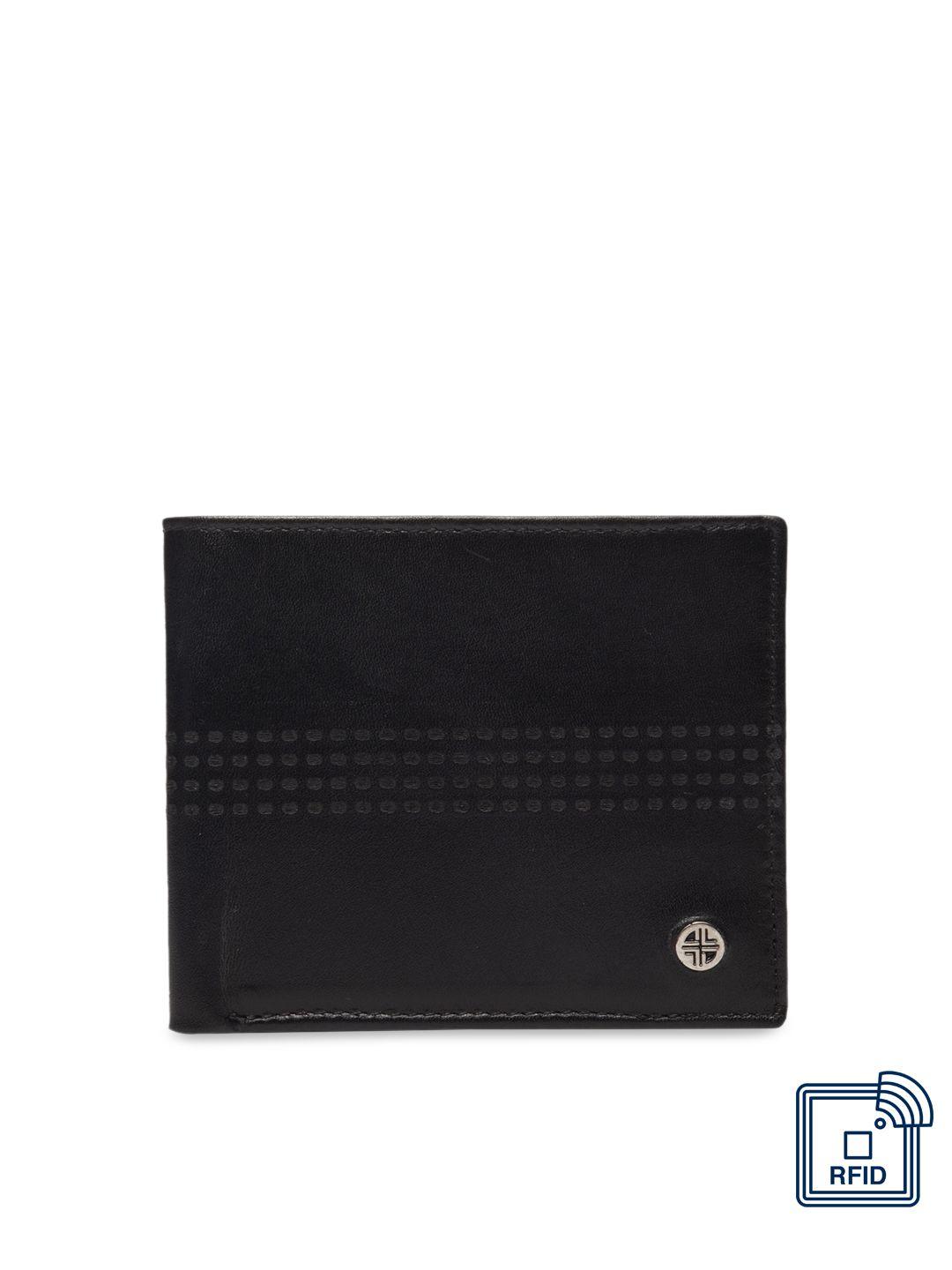 carlton london men black & maroon rfid leather two fold wallet