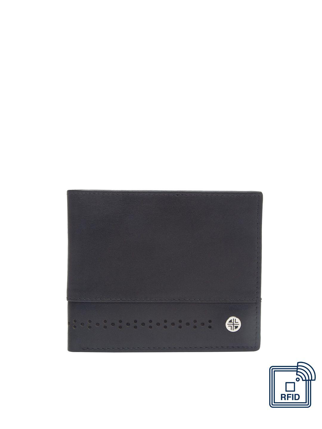 carlton london men black & pink leather two fold wallet