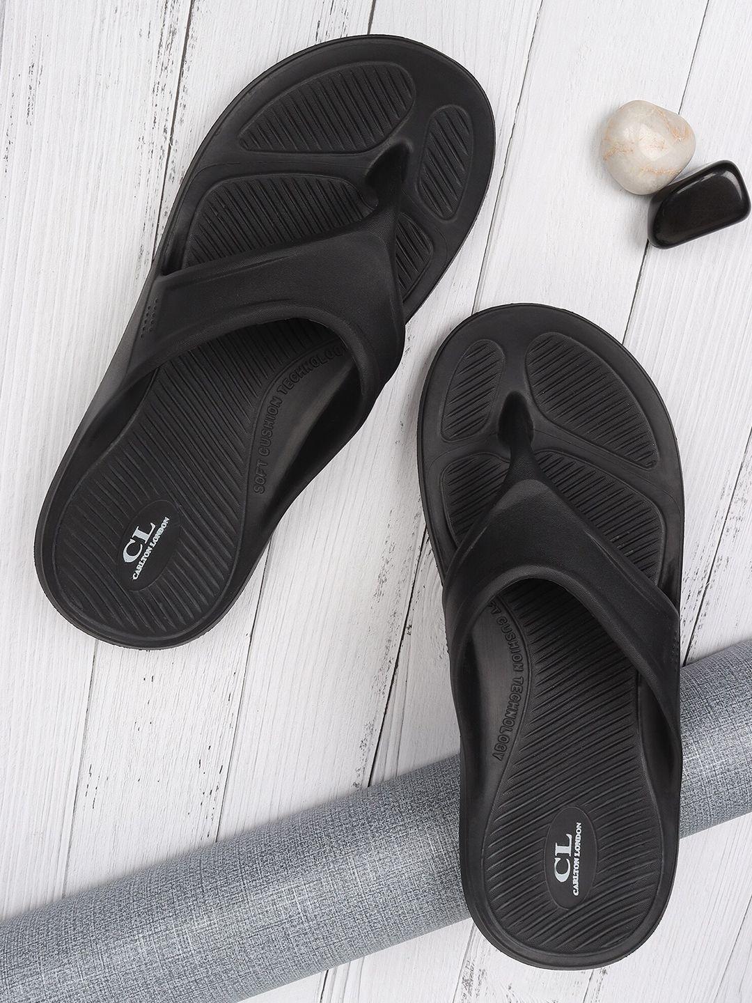 carlton london men black croslite thong flip-flops