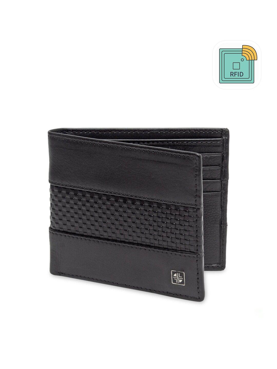 carlton london men black rfid leather two fold wallet