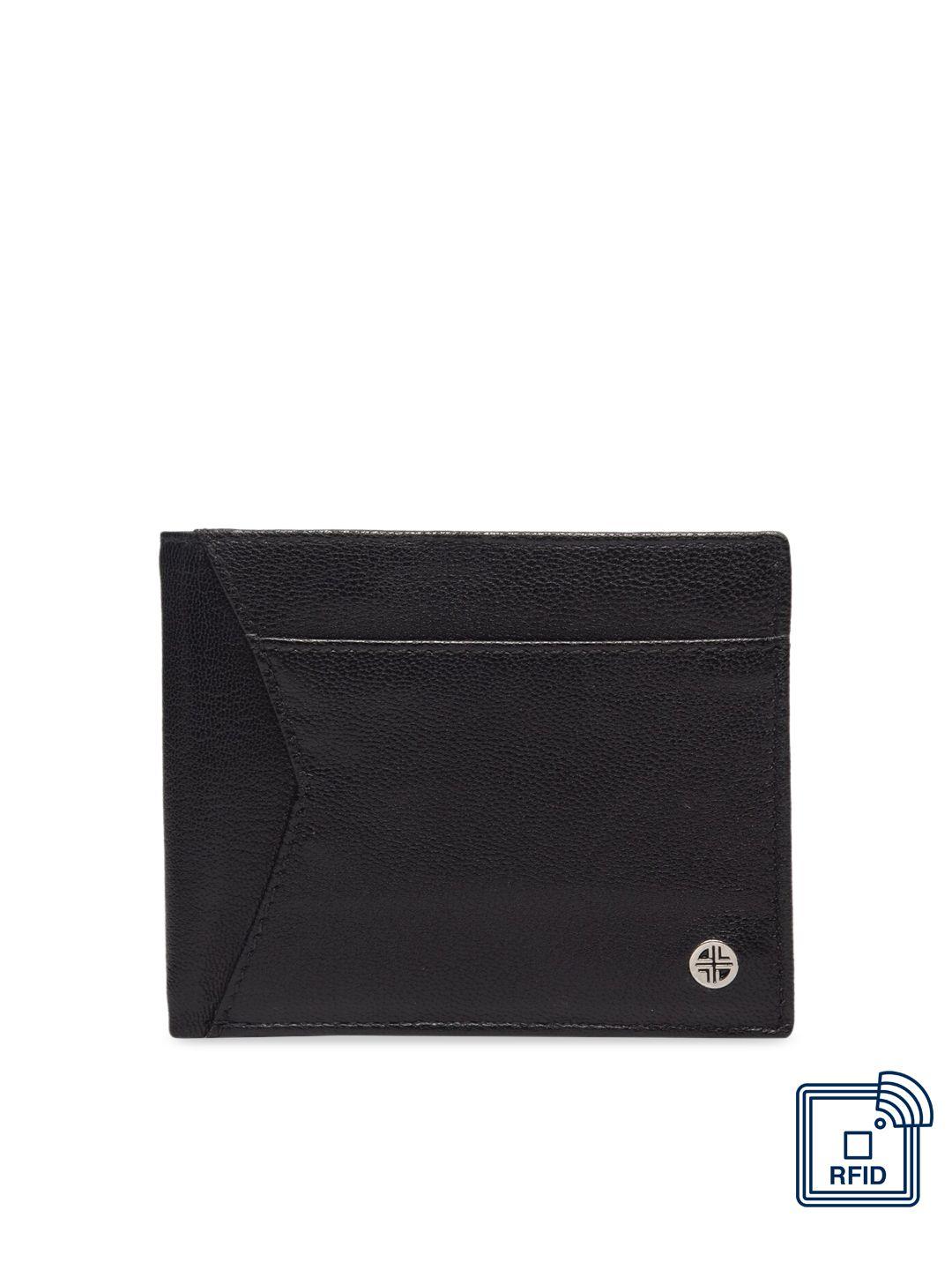 carlton london men black rfid textured leather two fold wallet