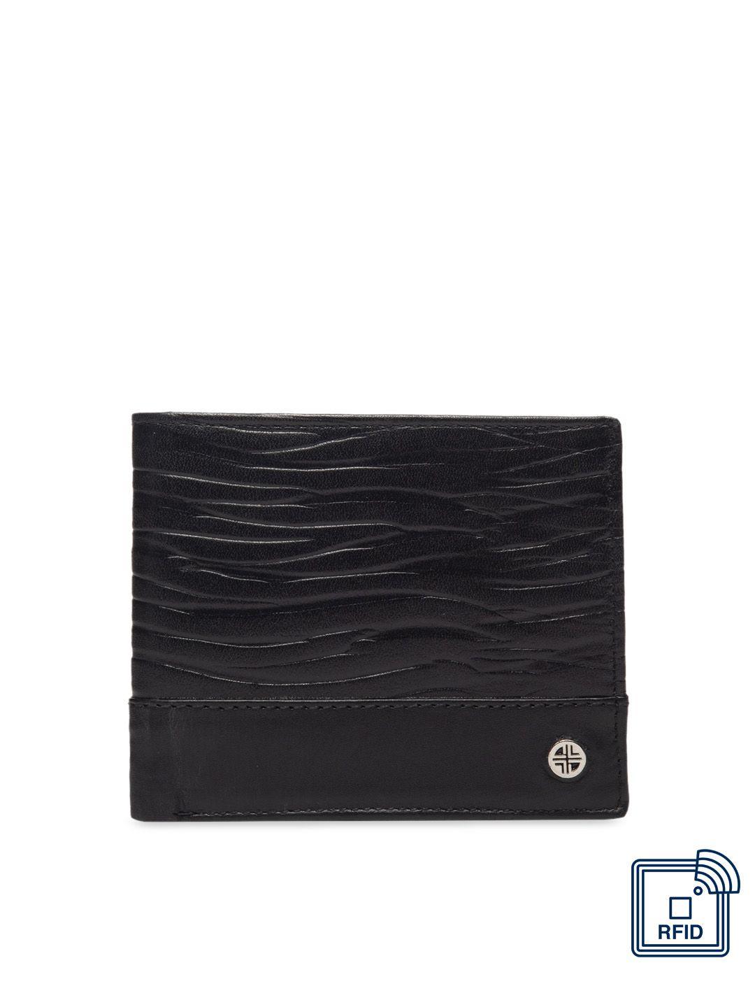 carlton london men black solid leather rfid two fold wallet