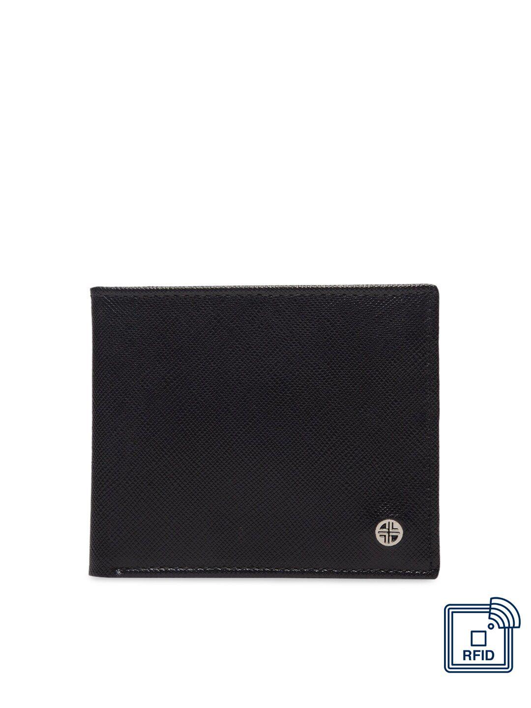 carlton london men black textured leather rfid two fold wallet