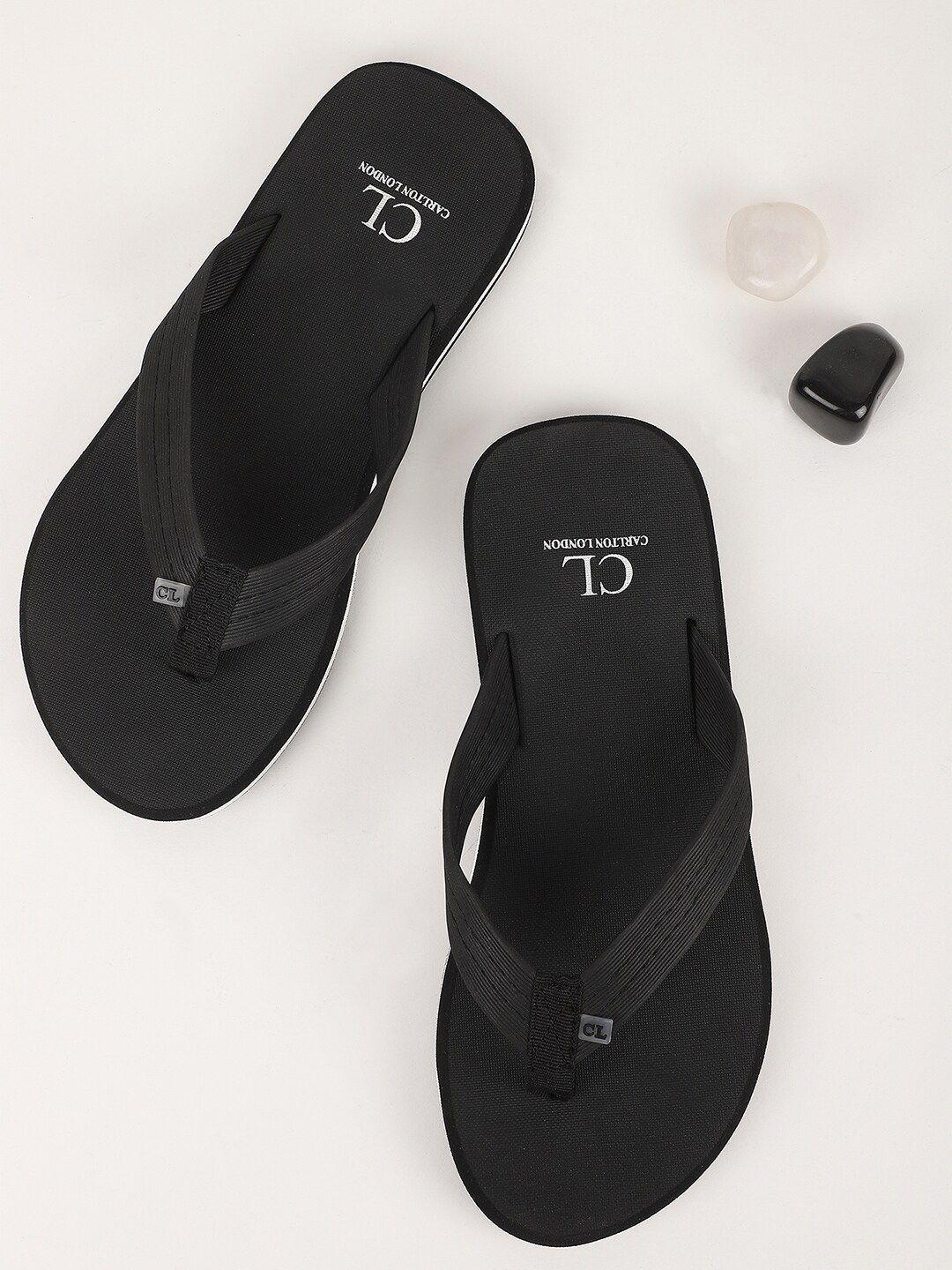 carlton london men black thong flip-flops