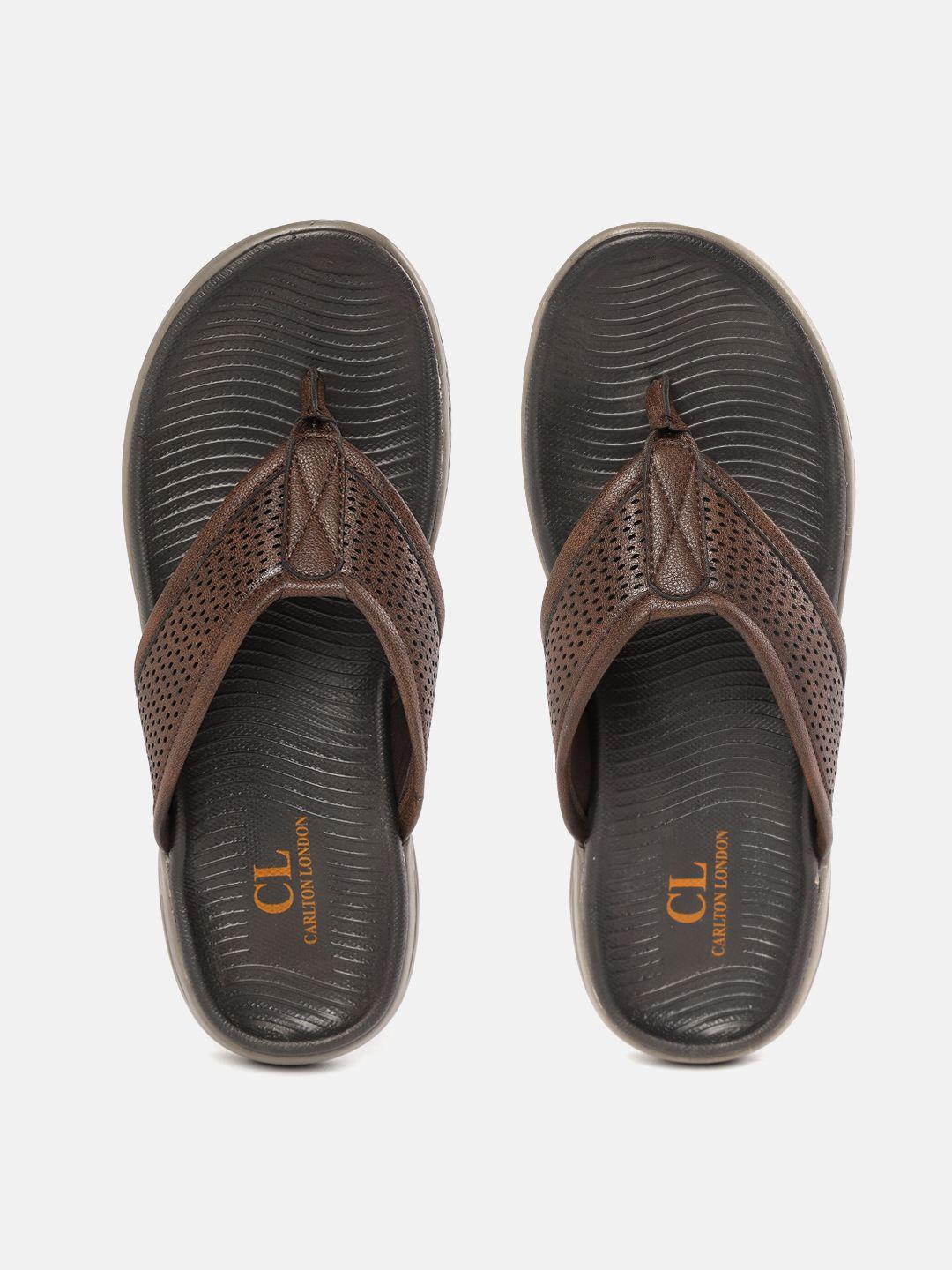 carlton london men brown perforated comfort sandals