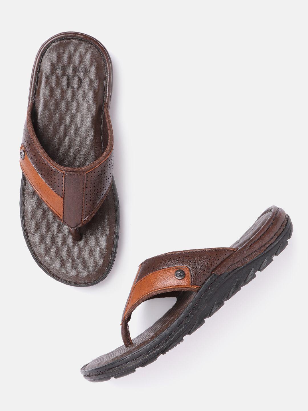 carlton london men brown perforated comfort sandals