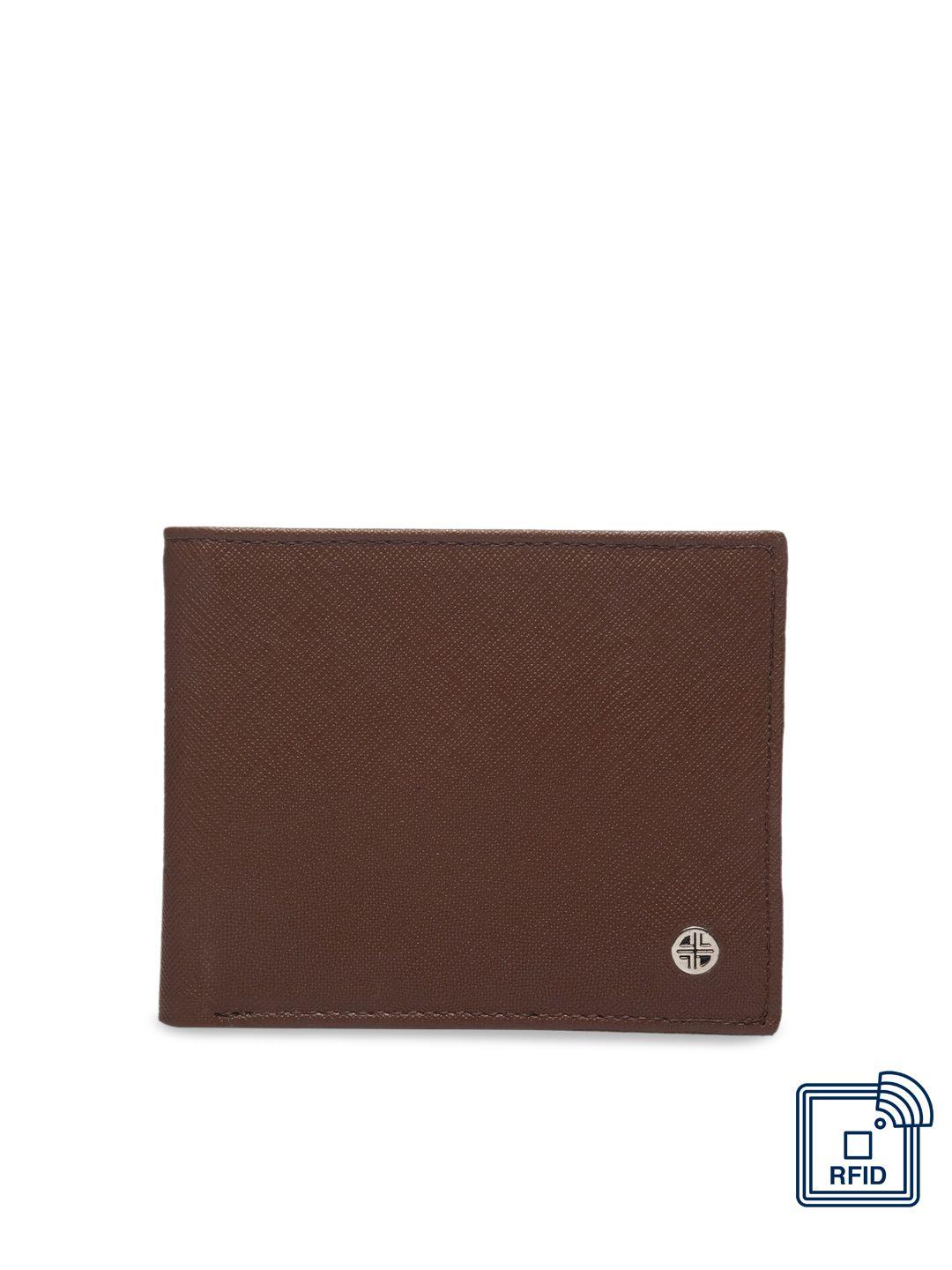 carlton london men brown rfid leather two fold wallet