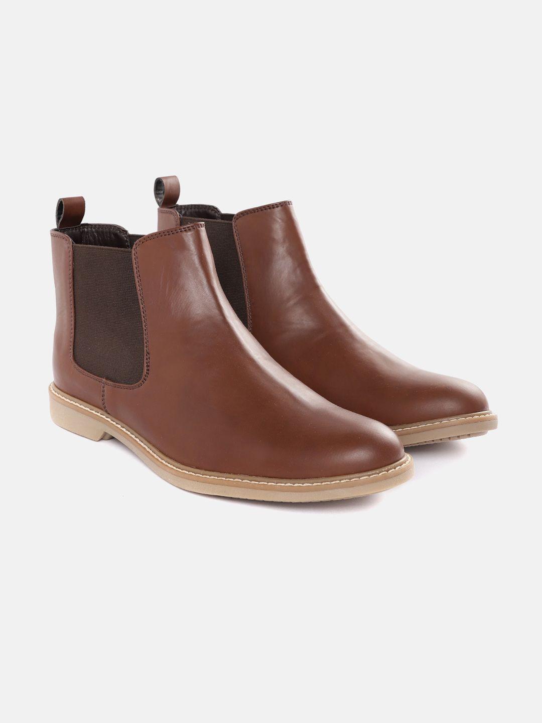 carlton london men brown solid chelsea flat boots