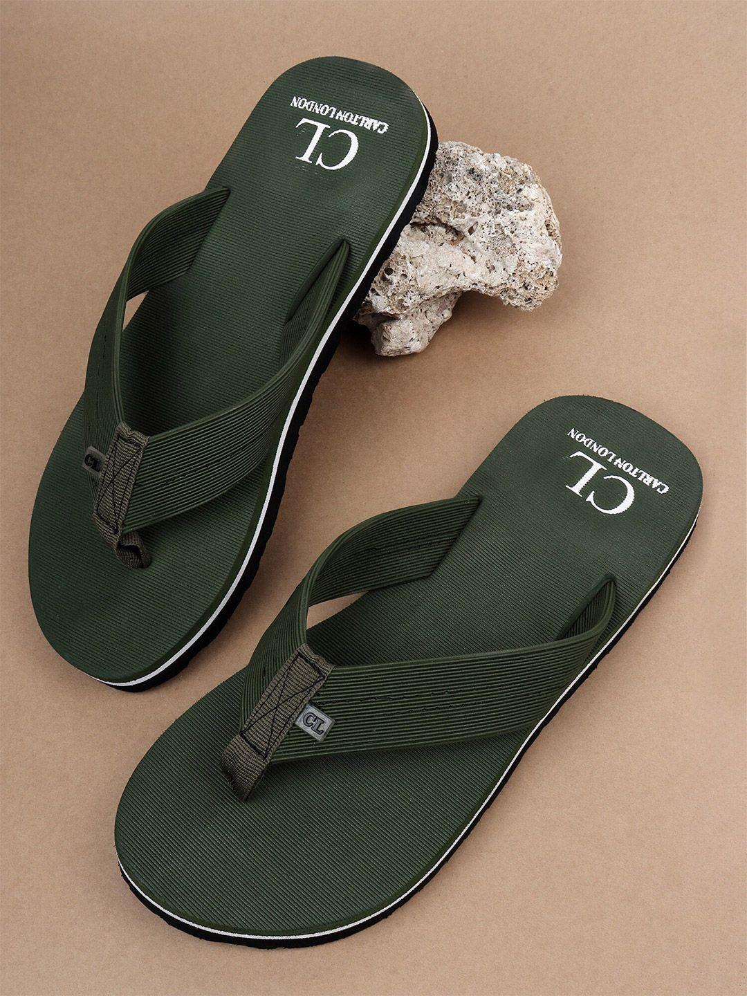 carlton london men green thong flip-flops