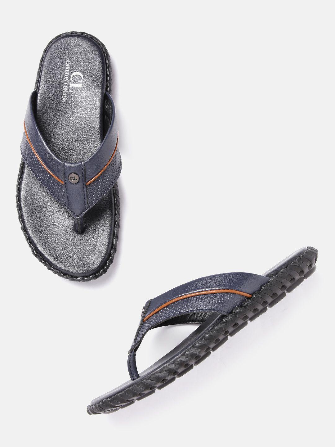 carlton london men navy blue textured comfort sandals